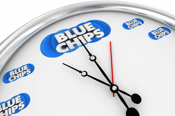 Blå chips Top prioriterade företag mål tid klocka tickar 3D illustration — Stockfoto