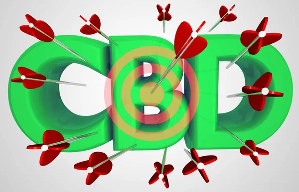 CBD Kanidiol marihuana šipky cíl terč Bullseye 3D ilustrace — Stock fotografie