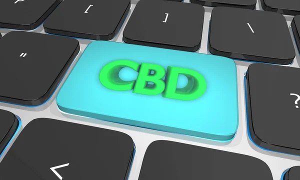 Cbd cannabidiol cannabis computer laptop key ecommerce 3d illustration — Stockfoto