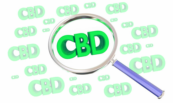 CBD Cannabidiol Марихуана Cannabis увеличительное стекло Поиск 3d иллюстрация
