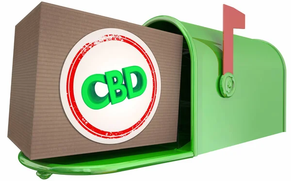 CBD Cannabidiol Marihuana Cannabis Buzón Paquete Entrega Ilustración 3d —  Fotos de Stock