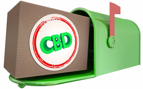 CBD Cannabidiol Марихуана Cannabis Доставка почтового ящика 3d Иллюстрация
