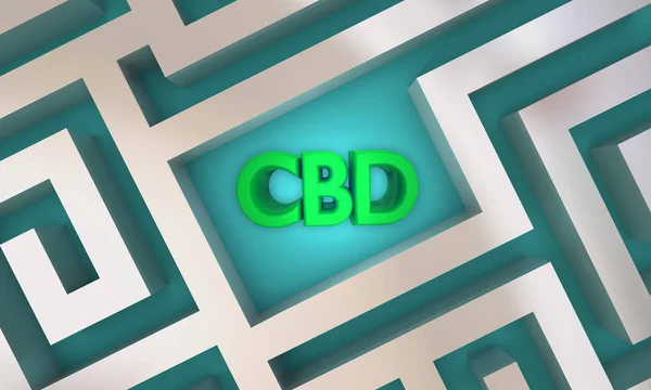 CBD Cannabidiol marihuana cannabis doolhof verloren gevonden vind 3D illustratie — Stockfoto