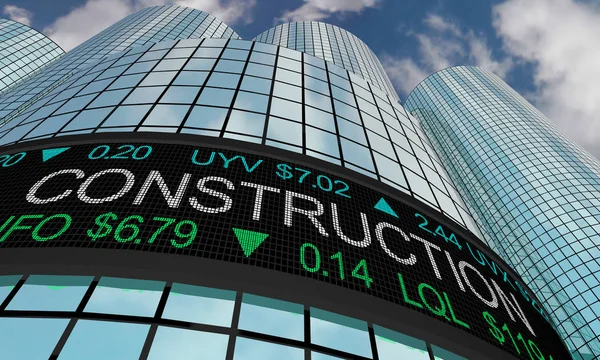 Construction Services Stock Market Industry Sector Wall Street Buildings 3d Illustration — Stock Photo, Image