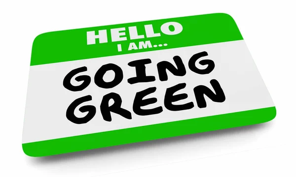 Going Green Zapisz planety środowiska zmniejszyć nazwę Energy tag 3D ilustracja — Zdjęcie stockowe