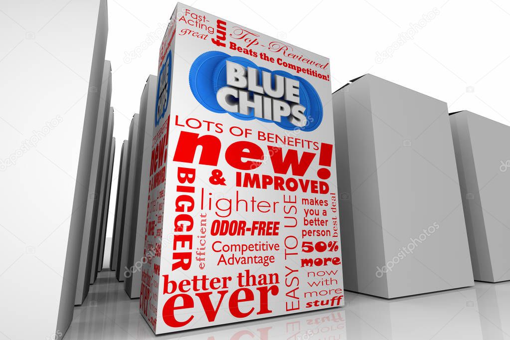 Blue Chips Top Goals Priorities New Product Box Unique Choice 3d Illustration