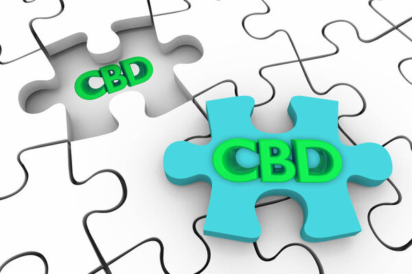 CBD Cannabidiol конопля марихуана марихуана марихуана Решение головоломки кусок 3d иллюстрация
