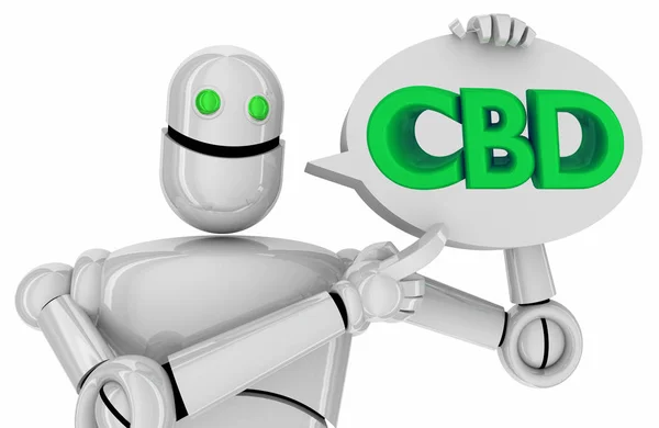 Cbd Cannabidiol Hanf Marihuana Cannabis Roboter Sprechblase 3d Illustration — Stockfoto