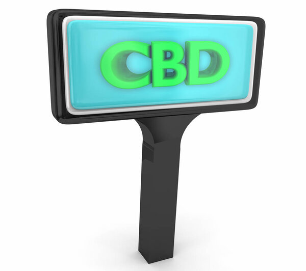 CBD Cannabidiol конопля марихуана марихуана Продавец магазина знак Реклама 3d иллюстрация
