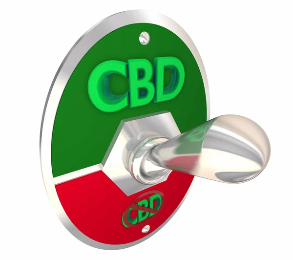 CBD Cannabidiol Cânhamo maconha Cannabis Interruptor Ligar Iniciar ilustração 3d — Fotografia de Stock
