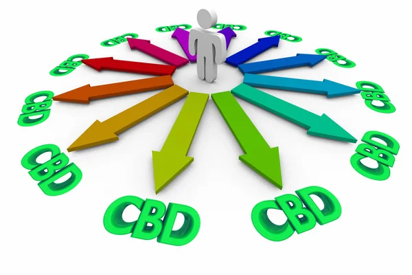 CBD cannabidiol marihuána Cannabis vevő sok választás kiválasztása legjobb 3D illusztráció — Stock Fotó