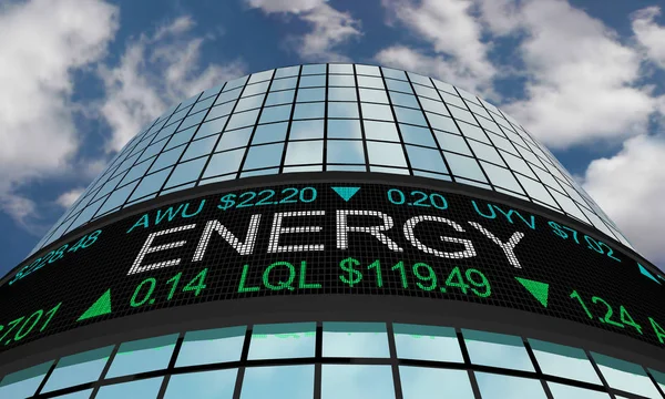 Energy Power Companies Settore azionario Industria Wall Street Edifici 3d Illustrazione — Foto Stock