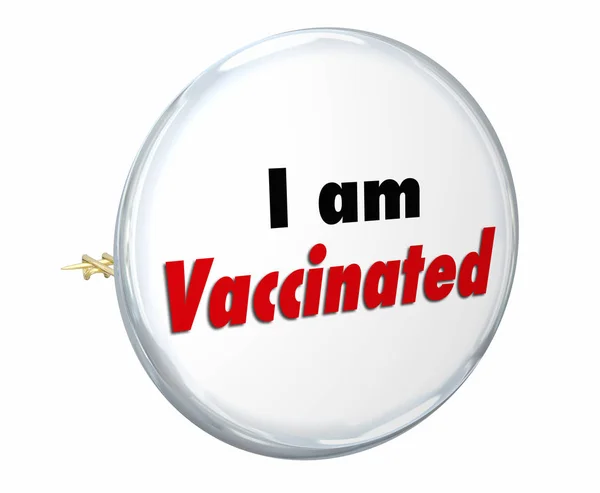 Ik ben gevaccineerd knop PIN beschermd immunized 3D illustratie — Stockfoto