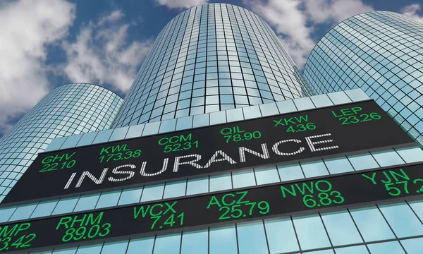 保险公司 股市 行业 板块 华尔街大厦 3d 插图 — 图库照片