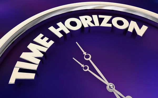 Hora Horizon Reloj plazo límite palabras 3d ilustración — Foto de Stock