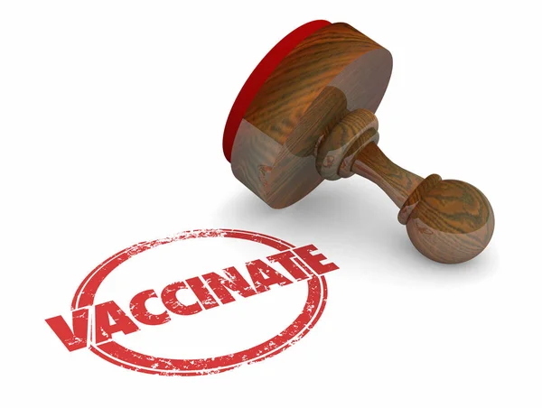 Εμβολιάστε στρογγυλή σφραγίδα εμβολιασμός εμβολιασμό 3D — Φωτογραφία Αρχείου