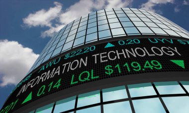 Bilgi Teknolojileri It Stok Piyasası Sanayi Sektör Wall Street Binalar 3d İllüstrasyon