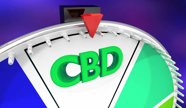 CBD cannabidiol konopie marihuana konopi 3D Spinning ruletka koło zwycięzca ilustracja — Zdjęcie stockowe