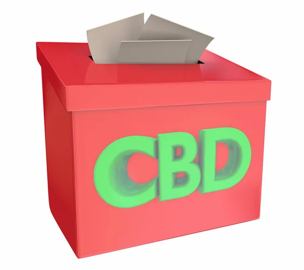 CBD cannabidiol marihuána Cannabis ajánló Idea Box 3D illusztráció — Stock Fotó