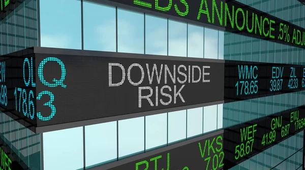 下方リスク警告株式市場ティッカーワード3Dイラスト — ストック写真