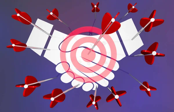 Handshake Agreement Shaking Hands Target Arrows Bullseye 3d Illustration — Stock Photo, Image