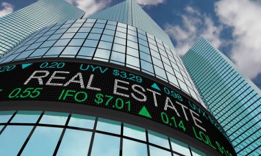 Emlak Emlak Varlıkları Borsa Sanayi Sektörü Wall Street Binaları 3d İllüstrasyon