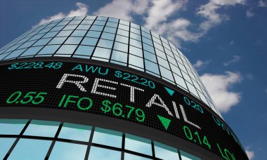 Perakende Alışveriş Mağazaları Borsa Wall Street Binası 3d İllüstrasyon