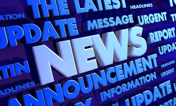 News Report Urgent Important Update Word Collage 3d Illustration — Stock Photo, Image