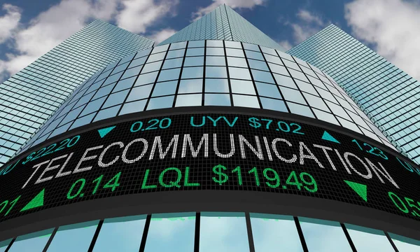 Телекомунікаційні послуги фондовий ринок промисловість сектор Уолл-стріт будівлі 3D ілюстрація — стокове фото