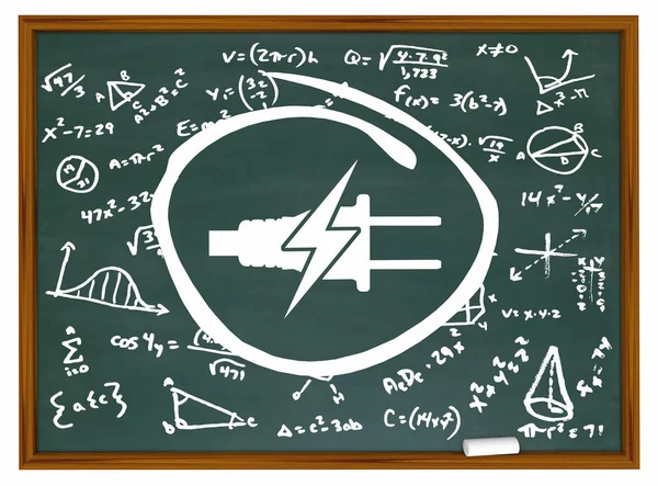 Illustrazione dell'icona 3d di scienza del simbolo della lavagna della spina di energia elettrica di energia elettrica della formula — Foto Stock