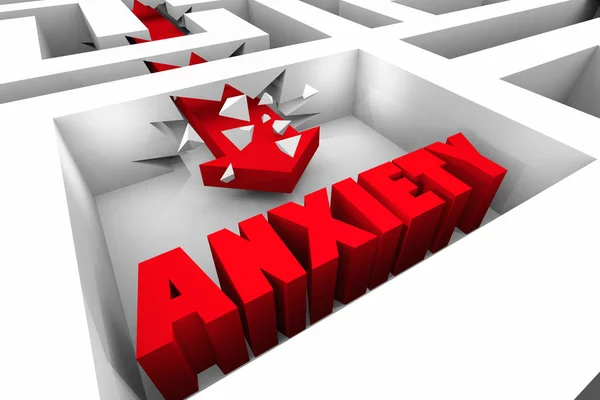 Ansiedade estresse medo quebra ciclo labirinto seta 3d ilustração — Fotografia de Stock