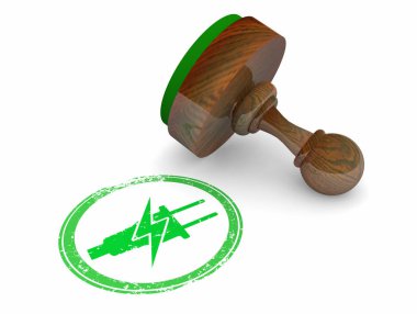 Yeşil Temiz Elektrik Güç Enerji Kauçuk Damga Resmi Cevap Onayı 3d İllüstrasyon