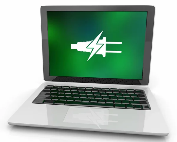 Elektriciteit energie opladen laptop computer moet lader — Stockfoto