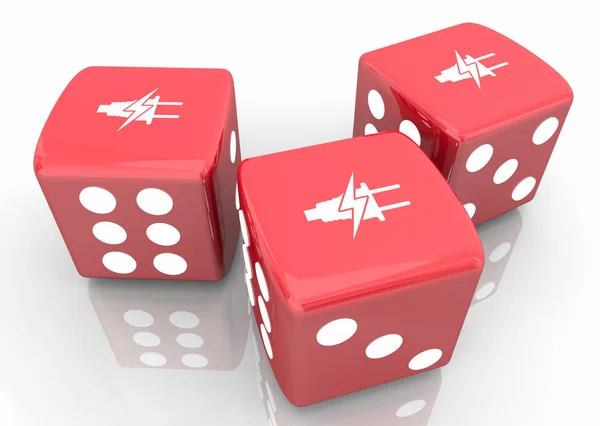 Electricidad Energía Plug Roll Dice Gamble Win Symbol Icono Ilustración 3d — Foto de Stock