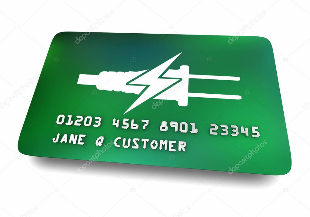 Electricity Power Energy Plug Credit Card Charge Money Service Symbol Icon 3d Illustration