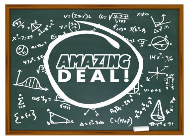 Amazing Deal Chalkboard Bilimsel Formüller Özel Teklif Satış 3d İllüstrasyon