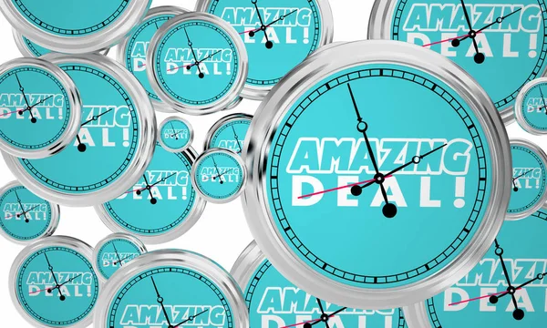 Increíble Oferta Gran Venta Oferta Especial Relojes de Descuento Hora Plazo Ahora 3d Ilustración — Foto de Stock