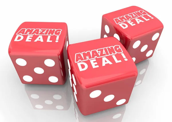 Fantastiska Deal stor försäljning Special erbjudande Dice Gamble chans möjlighet vinna stor 3D illustration — Stockfoto