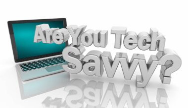 Sen Tech Savvy Soru Laptop Bilgisayar İnternet Teknolojisi 3d İllüstrasyon mı