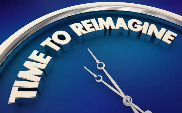 Tiempo para reimaginar repensar nuevas ideas Reiniciar el reloj Ilustración 3d — Foto de Stock