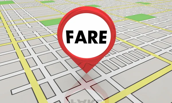 Prix Taxi Cab Ride Grêle Carte du client Pin Illustration 3d — Photo