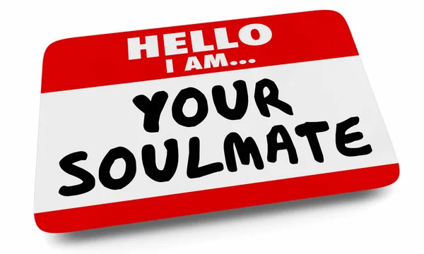 Sua Soulmate Nametag etiqueta amor romance namoro ilustração 3d — Fotografia de Stock