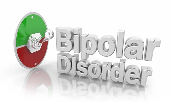 Interruptor de trastorno bipolar Máximas palabras de condición baja Ilustración 3d — Foto de Stock