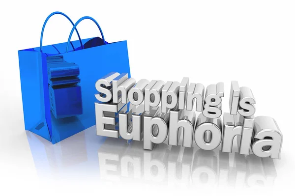 Compras é Euforia Ecstasy Bag Comprar Ilustração 3d — Fotografia de Stock
