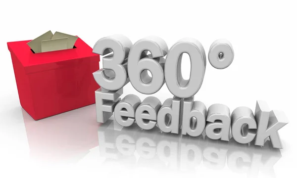 360 Degree feedback insamling förslag ord 3D illustration — Stockfoto