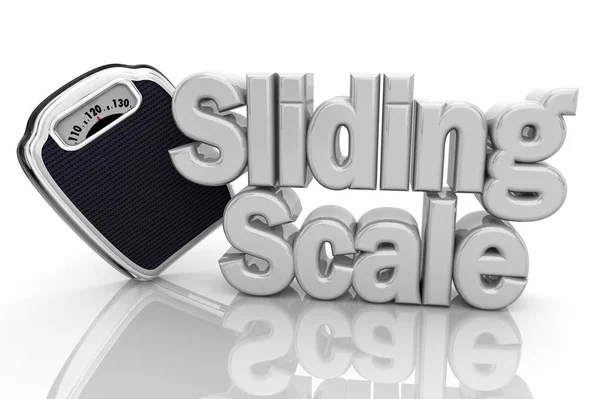 スライディングスケール測定メトリック重量3Dイラスト — ストック写真
