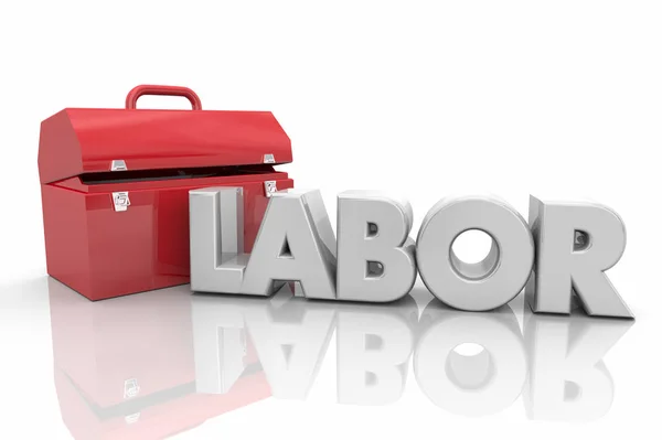 Labor Skilled Toolbox Words Workforce 3d Illustration — Stock Photo, Image