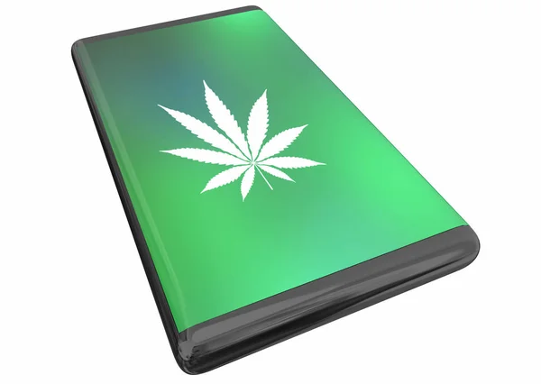 Software pro aplikaci marihuany, mobilní telefon 3D ilustrace — Stock fotografie