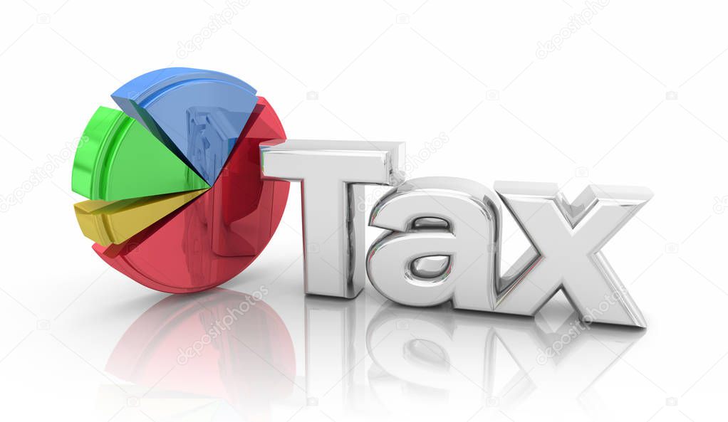 Tax Pie Chart Charges Fees Accounting Word 3d Illustration