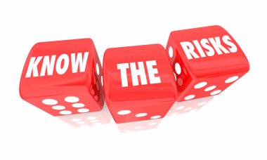 Riskleri Biliyorum Roll Zar Tehlike Uyarısı 3d İllüstrasyon